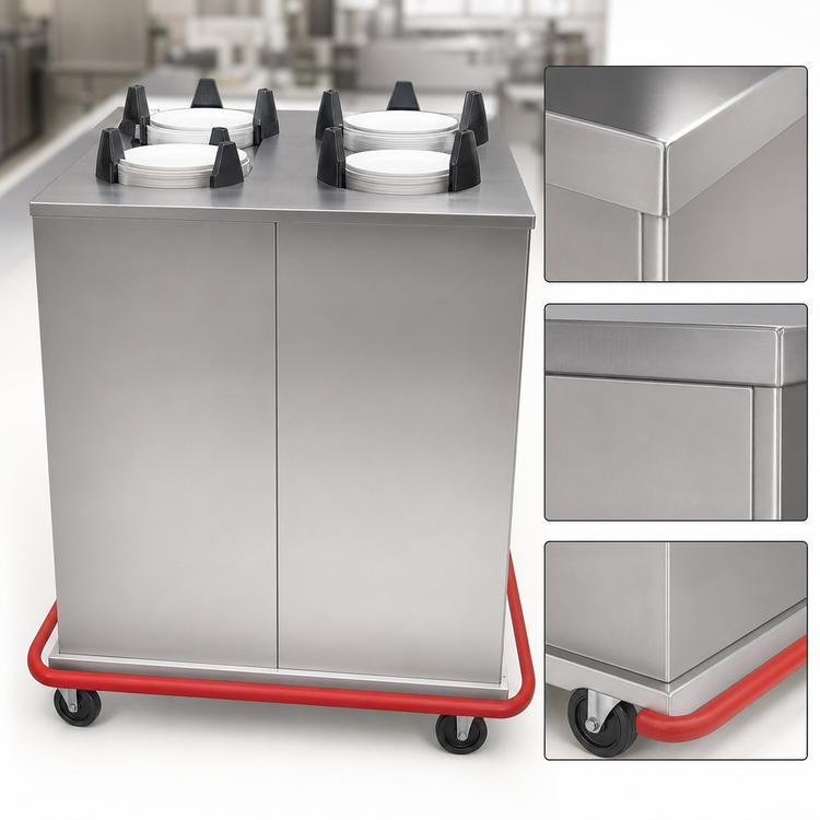 Product image #3 for Mobile Enclosed 4-Silo Unheated Plate Dispenser Cart for 12-Inch Round Plates