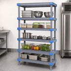 Thumbnail image #3 for Quantum Millenia QP185486VS-5 5-Shelf Polymer Shelving Starter Unit with Dunnage Stand, 54W x 18D x 86H