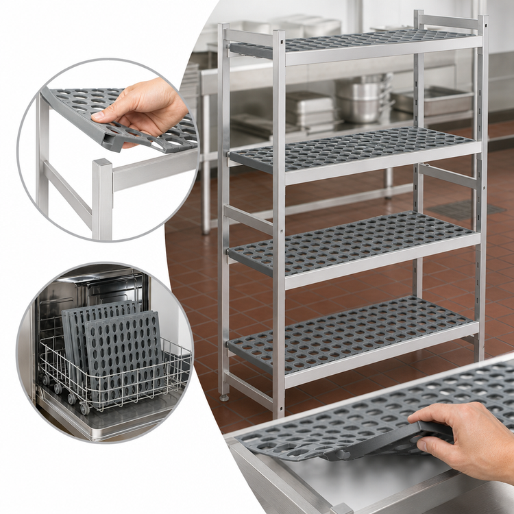 Product image #3 for Fermostock 4-Tier Starter Shelving Unit with Removable Polymer Inserts, 71 In. H x 26 In. W x 14 In. D