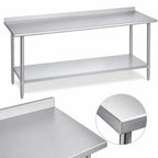 Thumbnail image #3 for Duke Manufacturing 316-24108-2R 108-Inch x 24-Inch Underbar Work Table with 1-1/8-Inch Straight Riser and Galvanized Undershelf