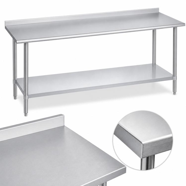 Product image #3 for Duke 108-Inch x 24-Inch Underbar Work Table with 1-1/8-Inch Straight Riser and Galvanized Undershelf
