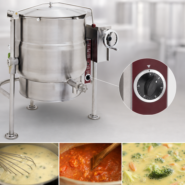 Product image #3 for Crown ELT-25 25 Gallon Electric Tilting 2/3 Jacketed Steam Kettle