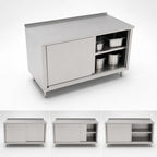 Thumbnail image #3 for John Boos 4CS6R1.5-3072 72"W x 30"D Stainless Steel Enclosed Work Table with Sliding Doors, 16-Gauge 300-Series Top