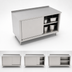 Thumbnail image #3 for John Boos 72 Inch Stainless Steel Enclosed Work Table with Sliding Doors and 1-1/2 Inch Rear Up-Turn