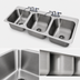 Thumbnail image #3 for Advance Tabco Three-Compartment Drop-In Sink, 14 x 16 x 10 in Bowls, 304 Stainless Steel