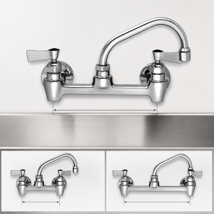 Product image #3 for Fisher Wall-Mount Brass Faucet with 6-Inch Swing Spout and 8-Inch Adjustable Centers