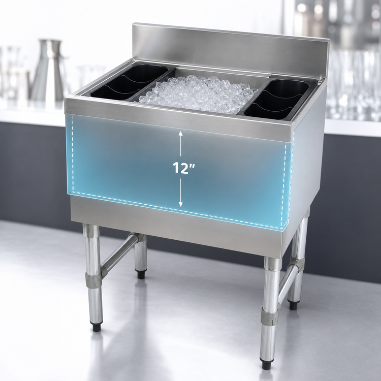Product image #3 for Advance Tabco Underbar Basics™ 42-Inch Stainless Steel Cocktail Unit Bar Ice Bin with 7-Circuit Cold Plate