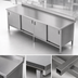 Thumbnail image #3 for John Boos Enclosed Base Work Table with Sliding Doors, 108-Inch W x 30-Inch D, 16-Gauge 300 Series Stainless Steel Top, 5-Inch Backsplash