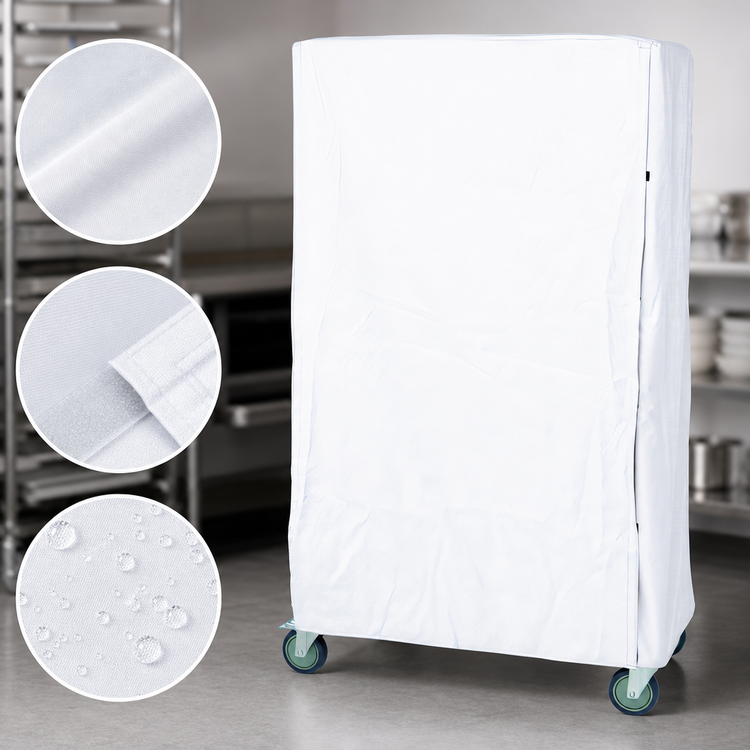 Product image #3 for Quantum 24 x 36 x 74 Inch Wire Cart Cover, White 400 Denier Nylon with Velcro Flap