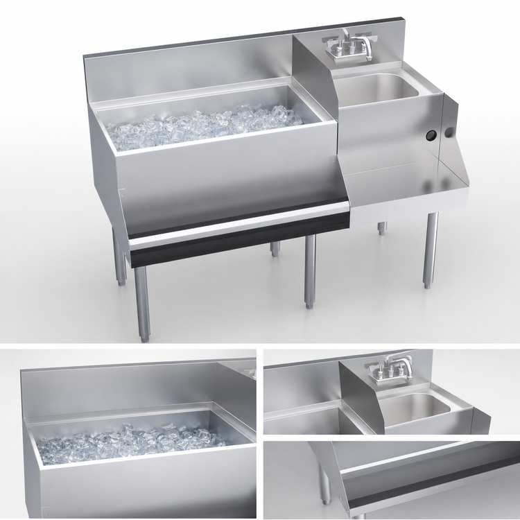 Product image #4 for Krowne Royal Series 48-Inch Underbar Ice Bin/Cocktail Station with Left Ice Bin and Blender Station