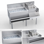Thumbnail image #4 for Krowne Royal Series KR24-W48L-10 48-Inch Underbar Ice Bin/Cocktail Station with Left Ice Bin, 10-Circuit Cold Plate & Blender Sink
