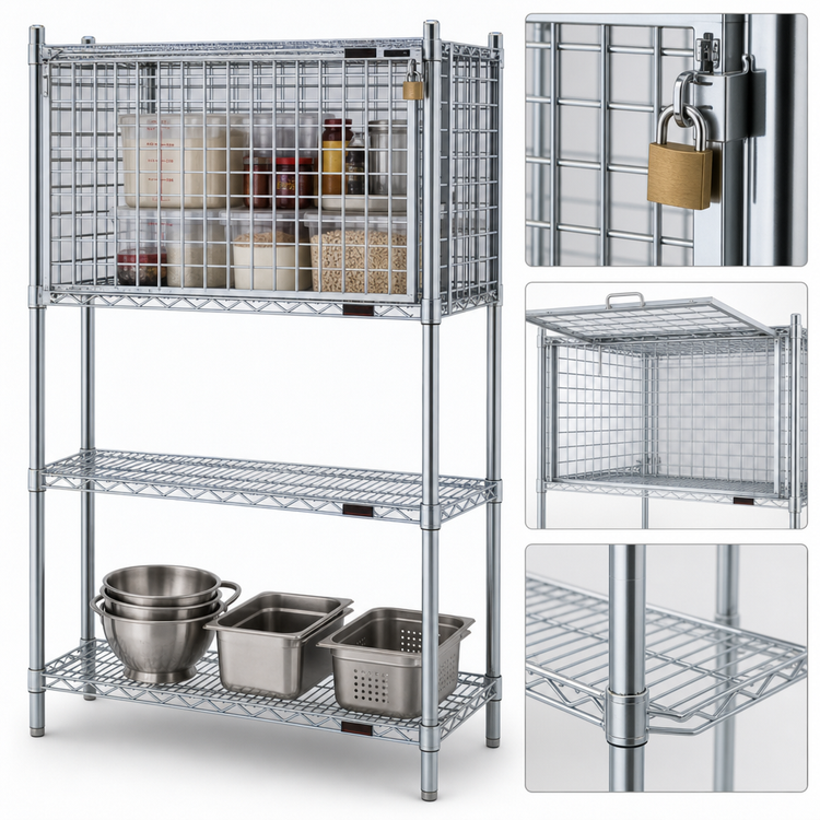 Product image #3 for Eagle Group 24" x 48" Chrome Security Enclosure Kit with Single Flip-Up Door