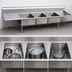 Thumbnail image #3 for Omcan USA 3-Compartment 304 Stainless Steel Pot Sink with Left & Right Drainboards, 18 x 18 x 11 Bowls