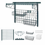 Thumbnail image #3 for Quantum Store Grid SGK-401836-4PCL Medium-Duty Wall-Mounted Storage Starter Kit with Shelves, Grid Panel, Basket, Hooks and Clear Bin