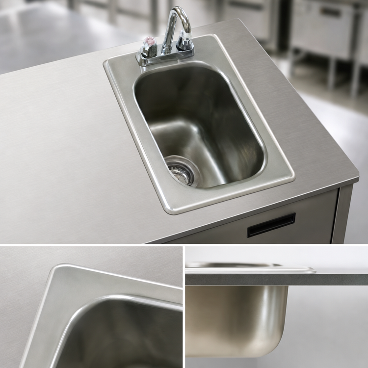 Product image #3 for Eagle Group Self-Rimming Drop-In Sink, 1 Compartment, 10" x 14" x 9-1/2" Bowl, Faucet and Basket Drain