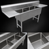 Thumbnail image #3 for Steel Works Stainless 84-Inch 3-Compartment 18-Gauge 304 Stainless Steel Sink with Left and Right Drainboards