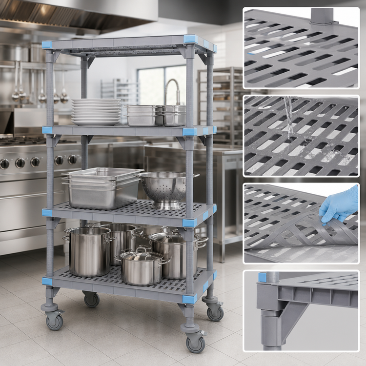 Product image #3 for Millenia 4-Shelf Mobile Polymer Shelving Starter Unit, 60W x 18D x 62H