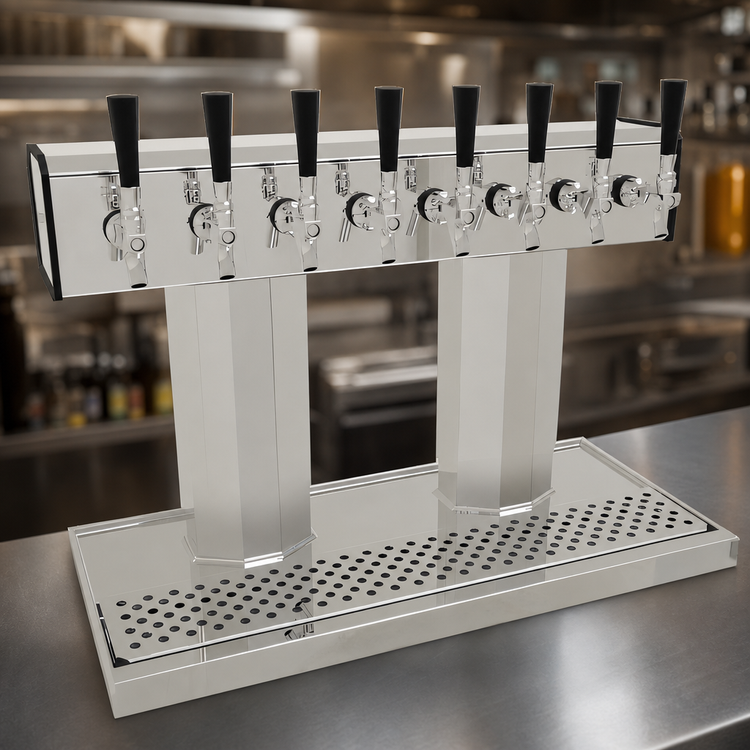 Product image #3 for Glastender BT-8-MF Countertop Air-Cooled Tee Draft Dispensing Tower, 8 Faucets