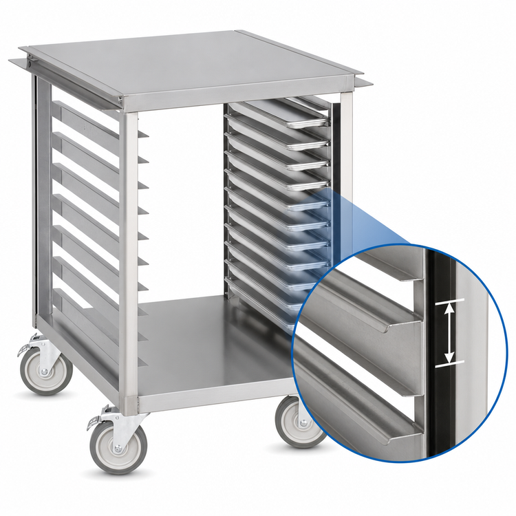 Product image #3 for 25-1/2 Inch Wide Mobile Stainless Steel Equipment Stand with Wing Table and 15 Sheet Pan Slides