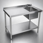 Thumbnail image #3 for Klinger's Trading STB3060BR 60" x 30" Stainless Steel Right-Side Prep Sink Work Table, 18-Gauge 300-Series Top, Undershelf