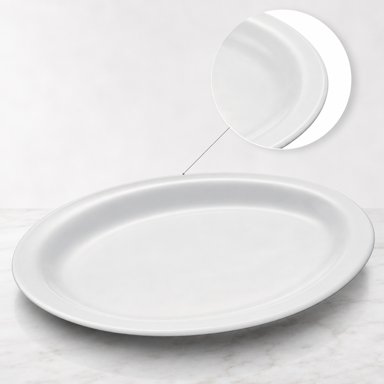Product image #3 for Birkhall 20-Inch x 13-3/4-Inch White Oval Rolled Edge Porcelain Platter