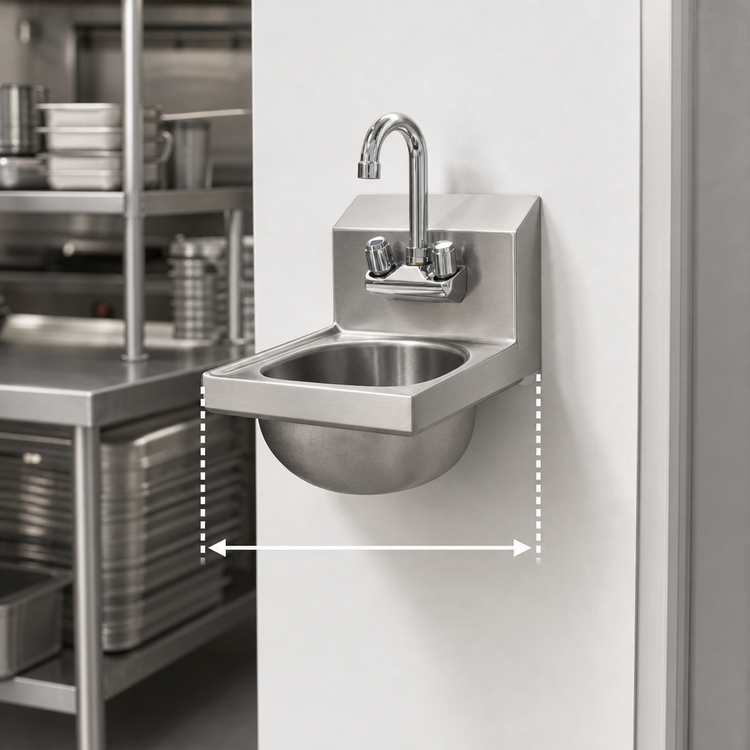 Product image #3 for Eagle Group Space-Saver Wall-Mount Hand Sink with Splash-Mount Gooseneck Faucet, 12-Inch Wide