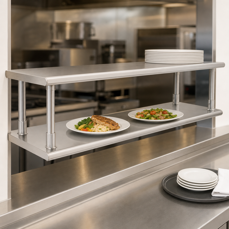 Product image #3 for Eagle Group 120-Inch Wide Pass-Thru Shelf with Overshelf, Stainless Steel