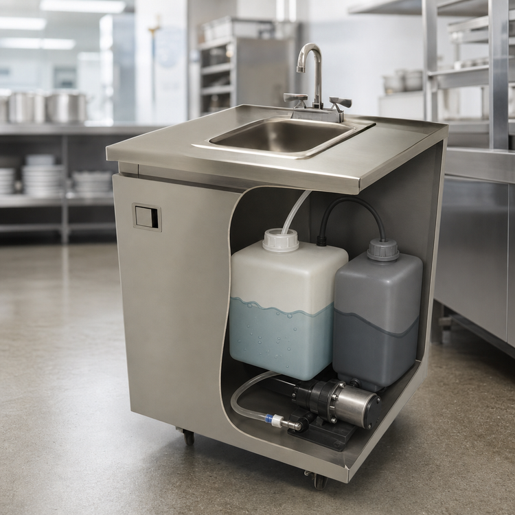 Product image #3 for Advance Tabco Self-Contained Mobile Hand Sink, Cold Water Only, 31 x 26 x 35-1/2 Inches, Stainless Steel