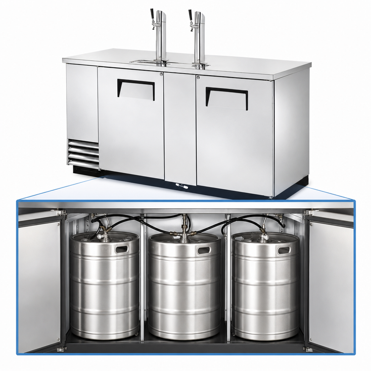 Product image #3 for True TDD-3-S-HC Countertop Draft Beer Cooler with 2 Beer Columns, 3 Half-Barrel Capacity, Stainless Steel