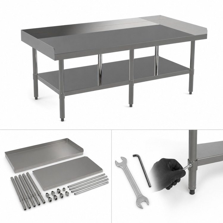 Product image #3 for Mixrite Stainless Steel Open Base Equipment Stand with Adjustable Undershelf, 30-1/4 Inch W x 36 Inch D x 25-3/4 Inch H