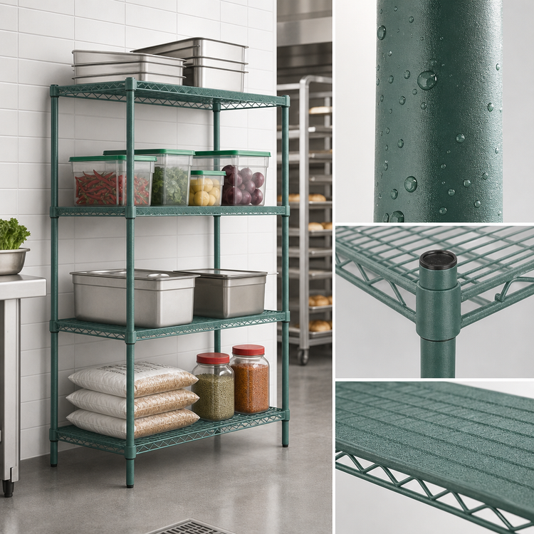 Product image #4 for Metro Super Erecta Metroseal 3 Stationary Epoxy-Coated Wire Shelving Starter Unit with Microban, 60W x 21D x 63H, 4 Shelves