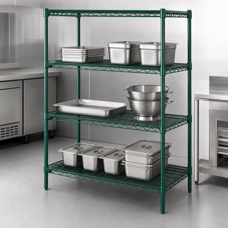 Product image #4 for Metro Super Erecta Metroseal 3 Green Epoxy-Coated Wire Starter Shelving Unit, 42W x 21D x 63H