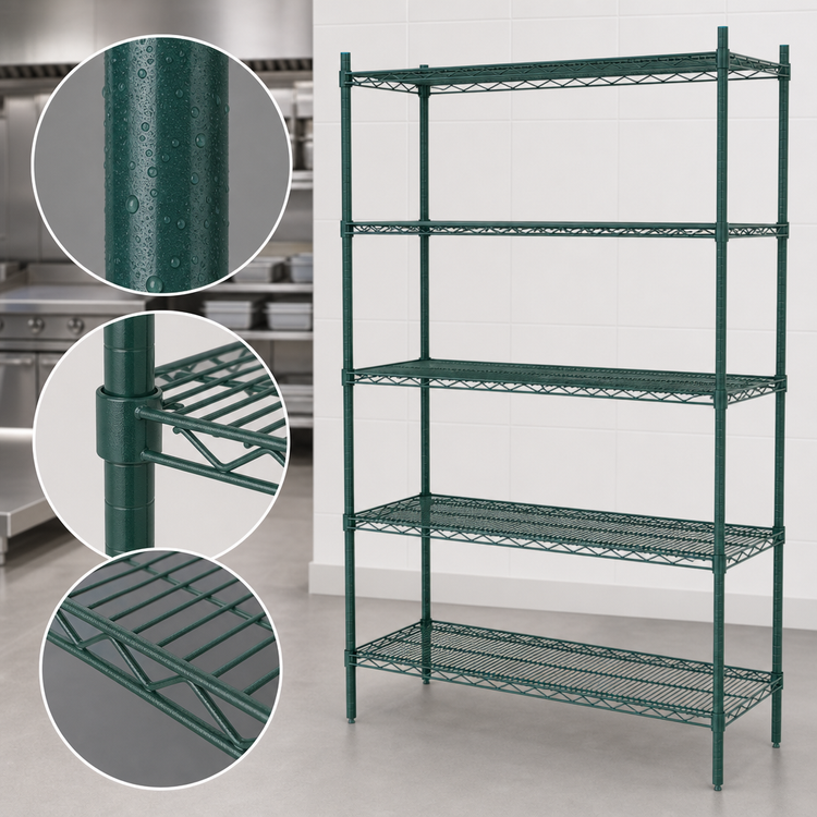 Product image #4 for Metro Super Erecta Stationary Starter Wire Shelving Unit, 30"W x 21"D x 74"H, 5 Shelves, Green Epoxy-Coated