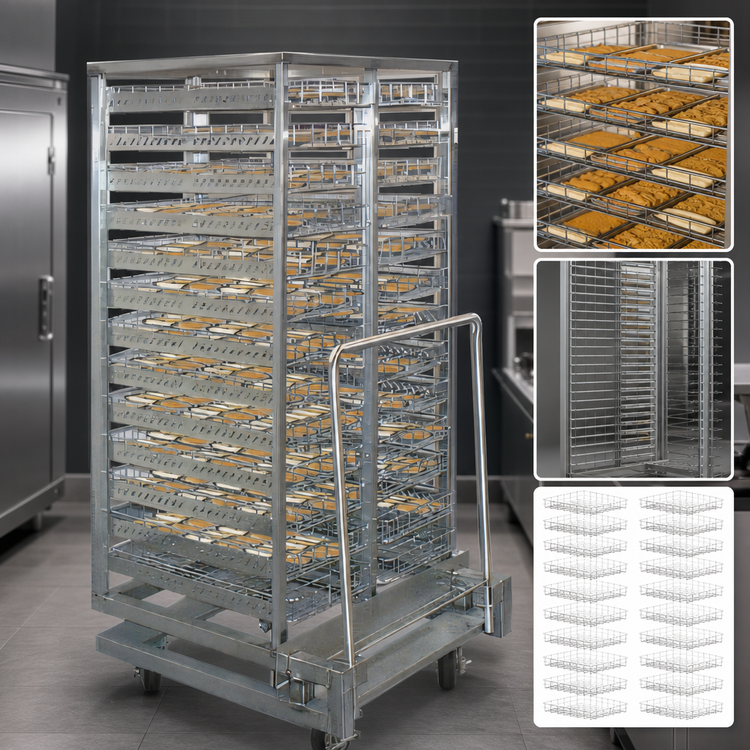 Product image #4 for FWE End-Loading Rethermalizer-Holding Roll-In Rack for 26 Wire Baskets