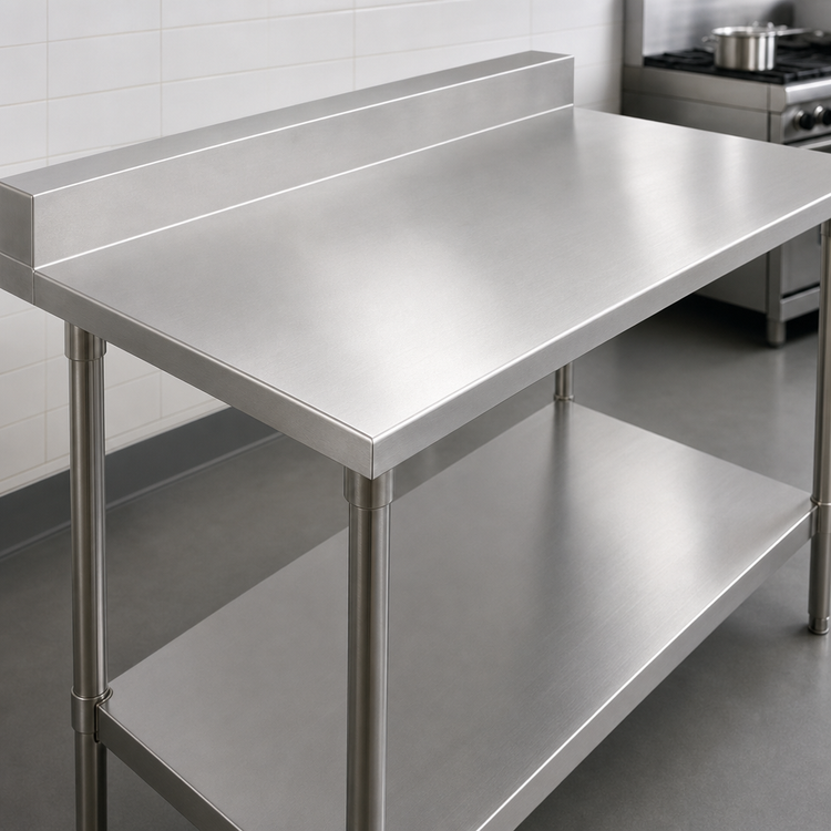 Product image #3 for John Boos Stallion 108-Inch x 24-Inch Stainless Steel Top Work Table with 5-Inch Backsplash and Undershelf