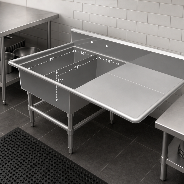Product image #3 for John Boos Pro-Bowl 2-Compartment Platter Sink with Right Drainboard