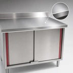 Thumbnail image #3 for Eagle Group Spec-Master CB2496SEM-BS 96"W x 24"D Stainless Steel Enclosed Work Table, 14-Gauge Top, Marine Edge, 4 Sliding Doors, 4-1/2" Backsplash