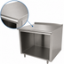Thumbnail image #3 for Advance Tabco 84-Inch x 36-Inch 14-Gauge 304 Stainless Steel Work Table with Open Front Cabinet Base and 1-1/2-Inch Rear Up-Turn