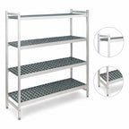 Thumbnail image #3 for Fermod Fermostock 4R52B71 4-Tier Stationary Polymer Shelving Starter Unit, 52"W x 18"D x 71"H, Anodized Aluminum, Gray