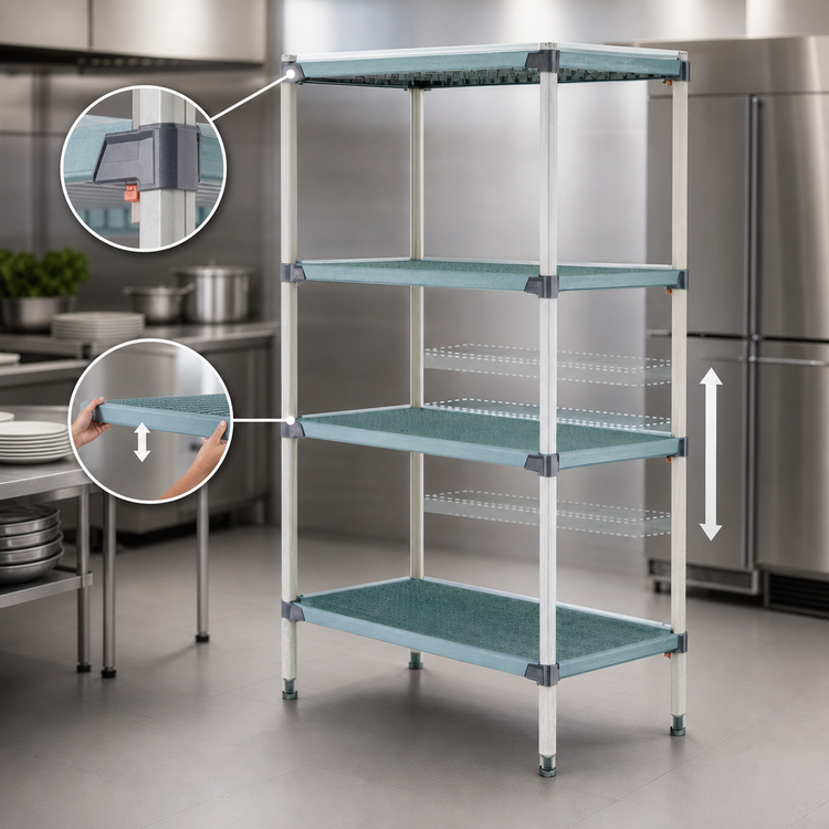 Product image #3 for MetroMax Q 4-Shelf Starter Polymer Shelving Unit, 30"W x 24"D x 63"H