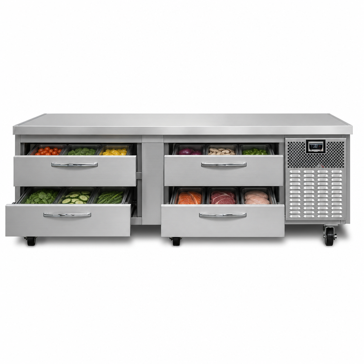 Product image #3 for Continental Refrigerator D84GN Two-Section 4-Drawer Refrigerated Griddle Stand