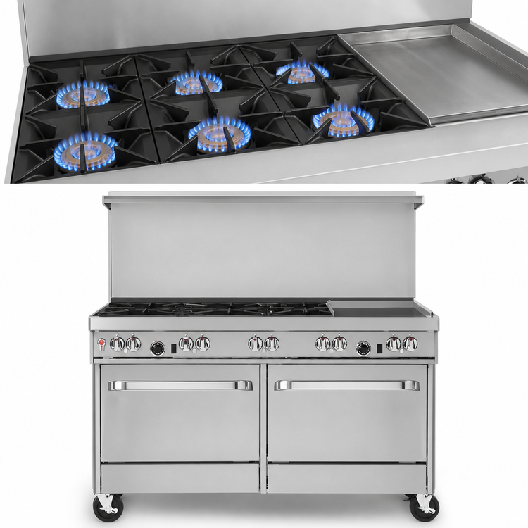 Product image #3 for Southbend Ultimate 60-Inch Gas Restaurant Range with 5 Burners, 24-Inch Griddle, and 2 Standard Ovens