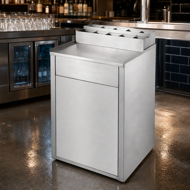 Product image #3 for 35 Gallon Stainless Steel Underbar Waste Receptacle with Front Swing Doors
