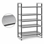 Thumbnail image #3 for Cambro Camshelving® Elements EXU243084S5480 5-Tier Solid Stationary Polymer Shelving Starter Unit, 24" D x 30" W x 84" H, Gray