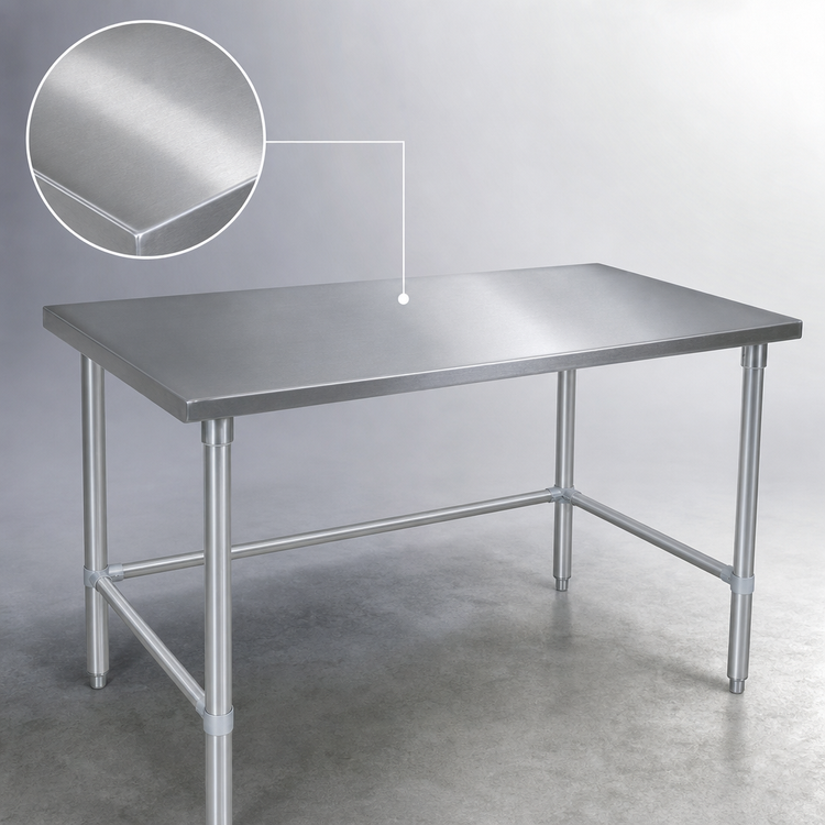 Product image #3 for John Boos Stallion 108" x 36" 14-Gauge Stainless Steel Flat Top Work Table with Galvanized Base