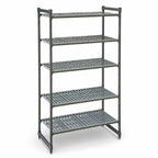 Thumbnail image #3 for Cambro Camshelving® Basics Plus CBU183672V5580 5-Tier Stationary Vented Polymer Shelving Starter Unit, 18 x 36 x 72 Inches, Brushed Graphite