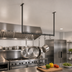 Thumbnail image #3 for John Boos 43-1/4-Inch Ceiling-Mounted Single-Bar Stainless Steel Pot Rack with 4 Double Hooks