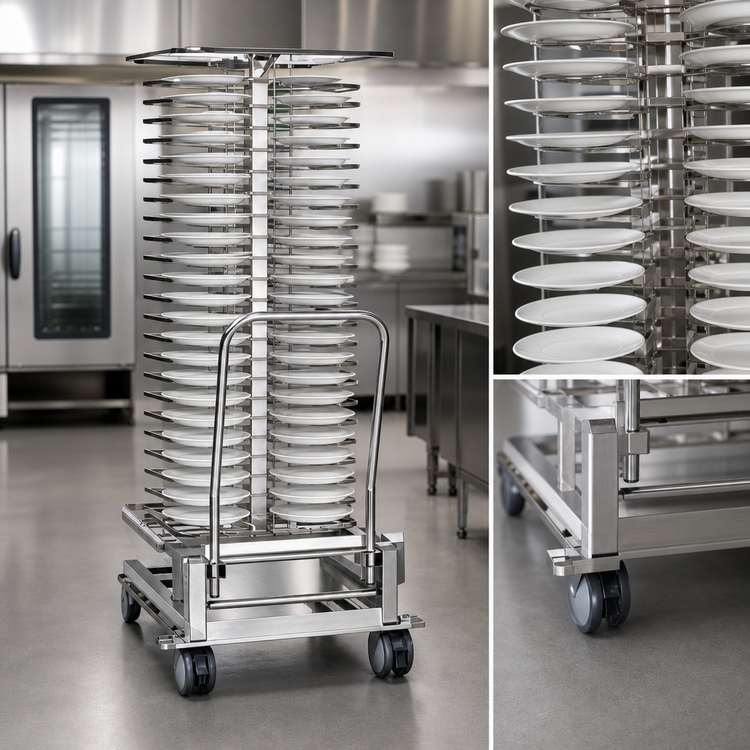 Product image #3 for RATIONAL Mobile Plate Rack Cart with Casters, 100 Plate Capacity for SCC 202/CMP 202 Series