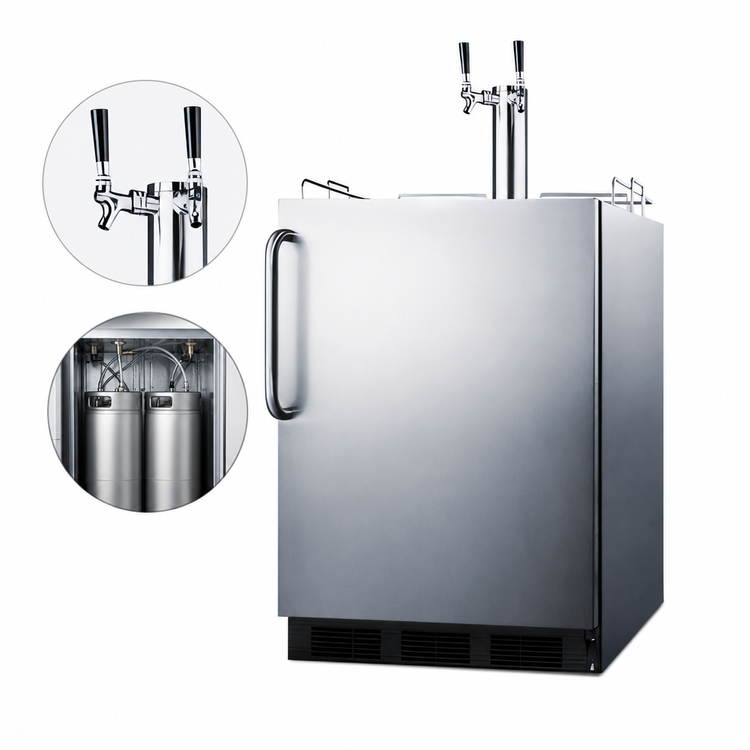 Product image #4 for Summit Commercial ADA-Compliant Counter-Height Dual-Tap Draft Beer Dispenser, 5.5 Cu. Ft., Built-In or Freestanding, Stainless Steel