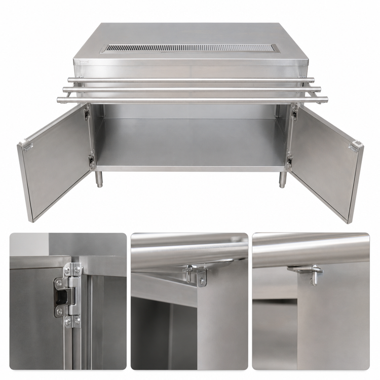 Product image #3 for BK Resources 48" x 30" Stainless Steel Self-Serve Counter with Urn Trough and Hinged Locking Doors